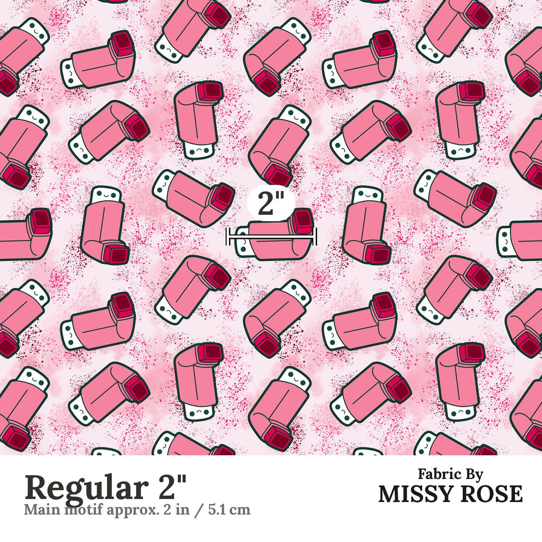 Design 71 Pink Puffer Fabric Regular 2" - print scale | Fabric by Missy Rose