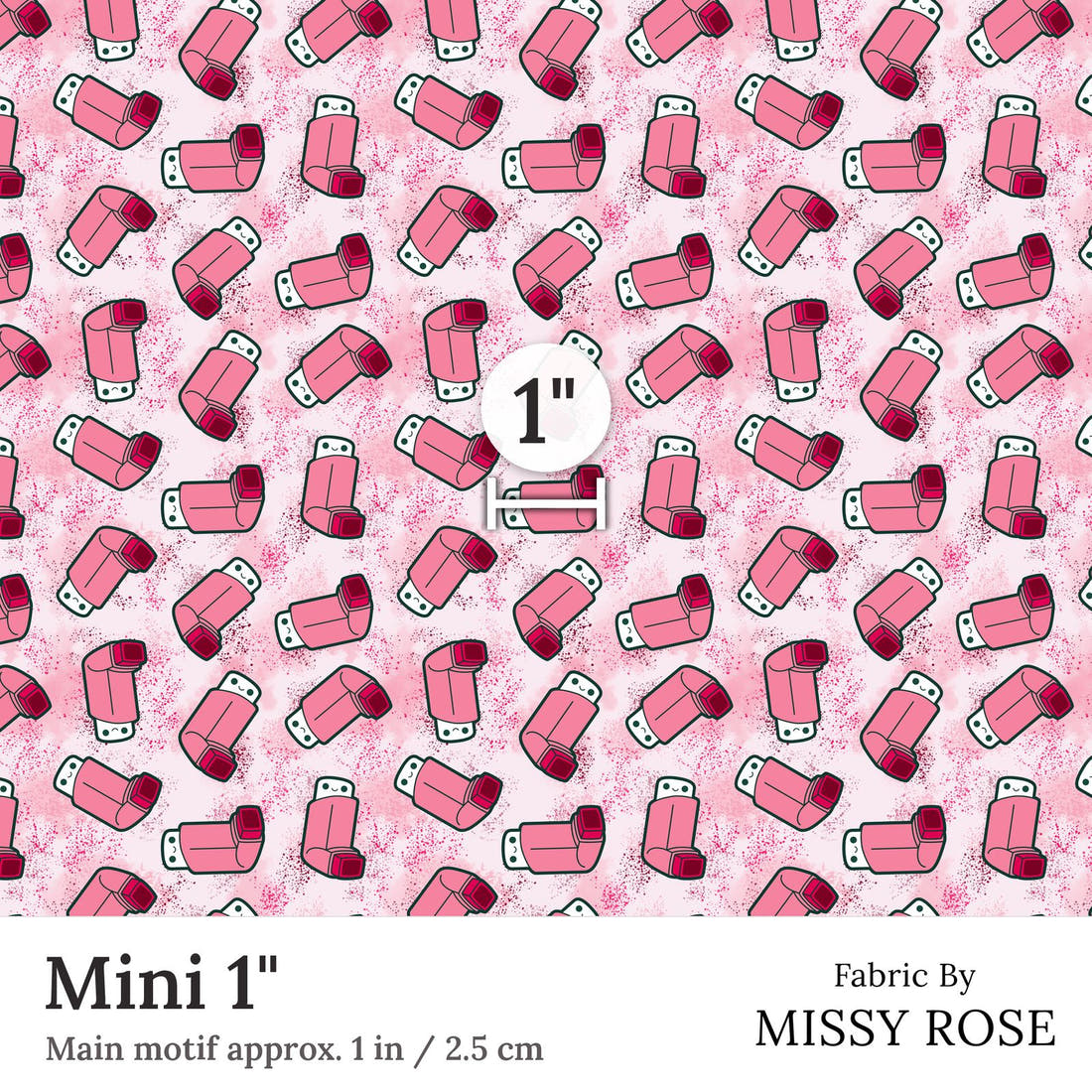 Design 71 Pink Puffer Fabric Mini 1 inch print scale guide | Fabric by Missy Rose
