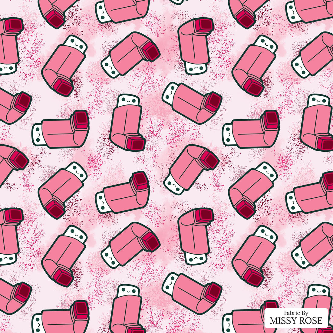 Design 71 Pink Puffer Fabric - flat view of the print, zoom in for detail | Fabric by Missy Rose