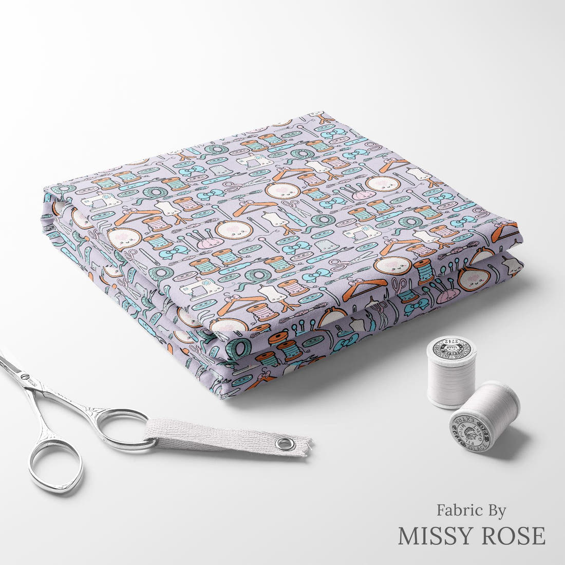 Design 72 Sewing Fabric folded fabric stack with matching thread – pre-order fabric Australia | Fabric by Missy Rose