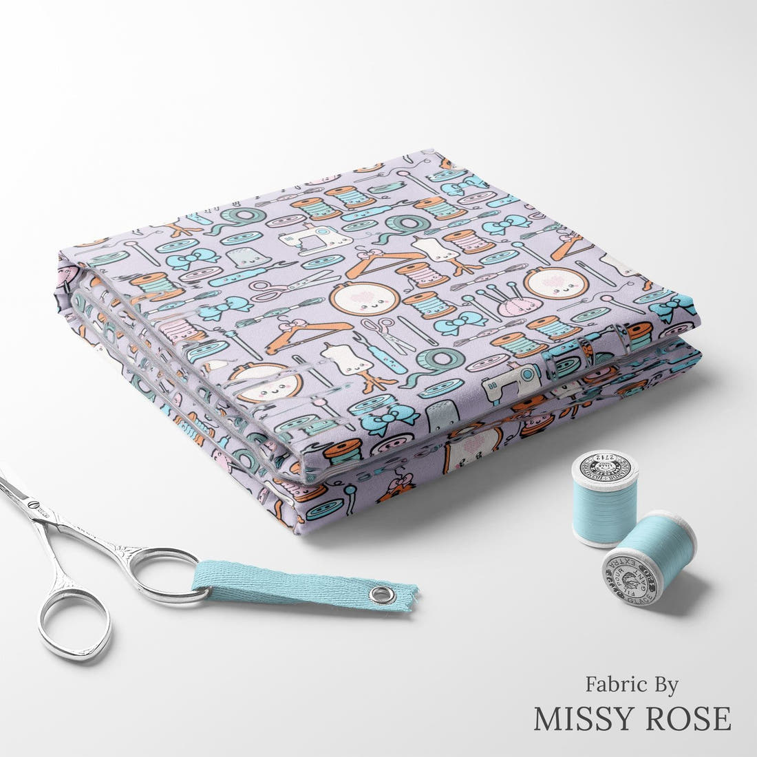 Design 72 Sewing Fabric folded fabric stack with matching thread – pre-order fabric Australia | Fabric by Missy Rose