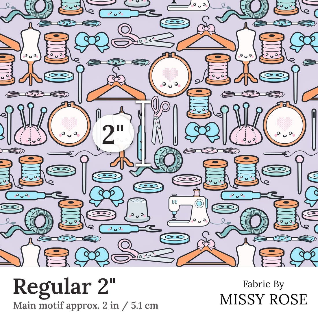 Design 72 Sewing Fabric Regular 2 inch print scale guide | Fabric by Missy Rose