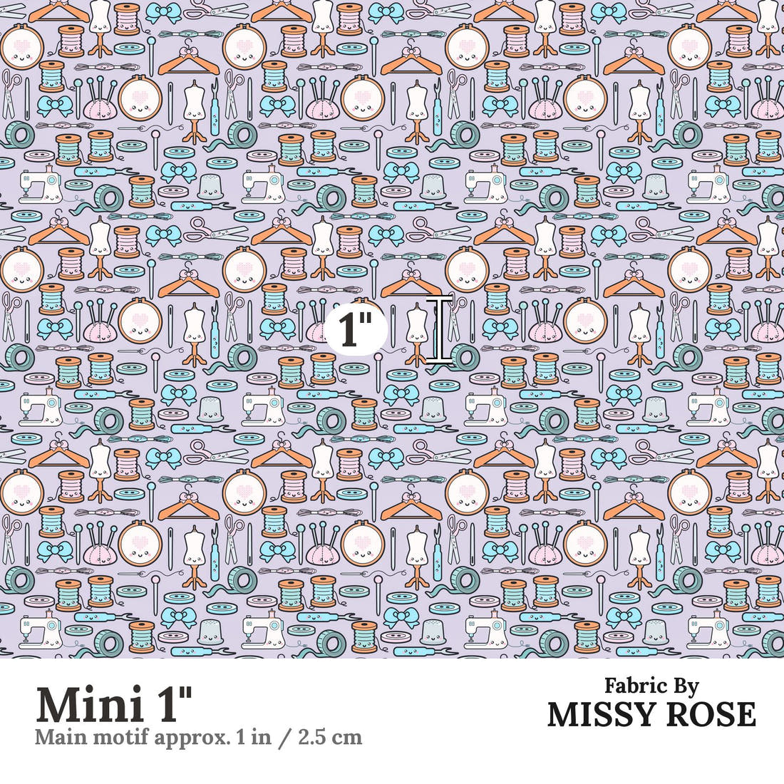 Design 72 Sewing Fabric Mini 1" - print scale | Fabric by Missy Rose