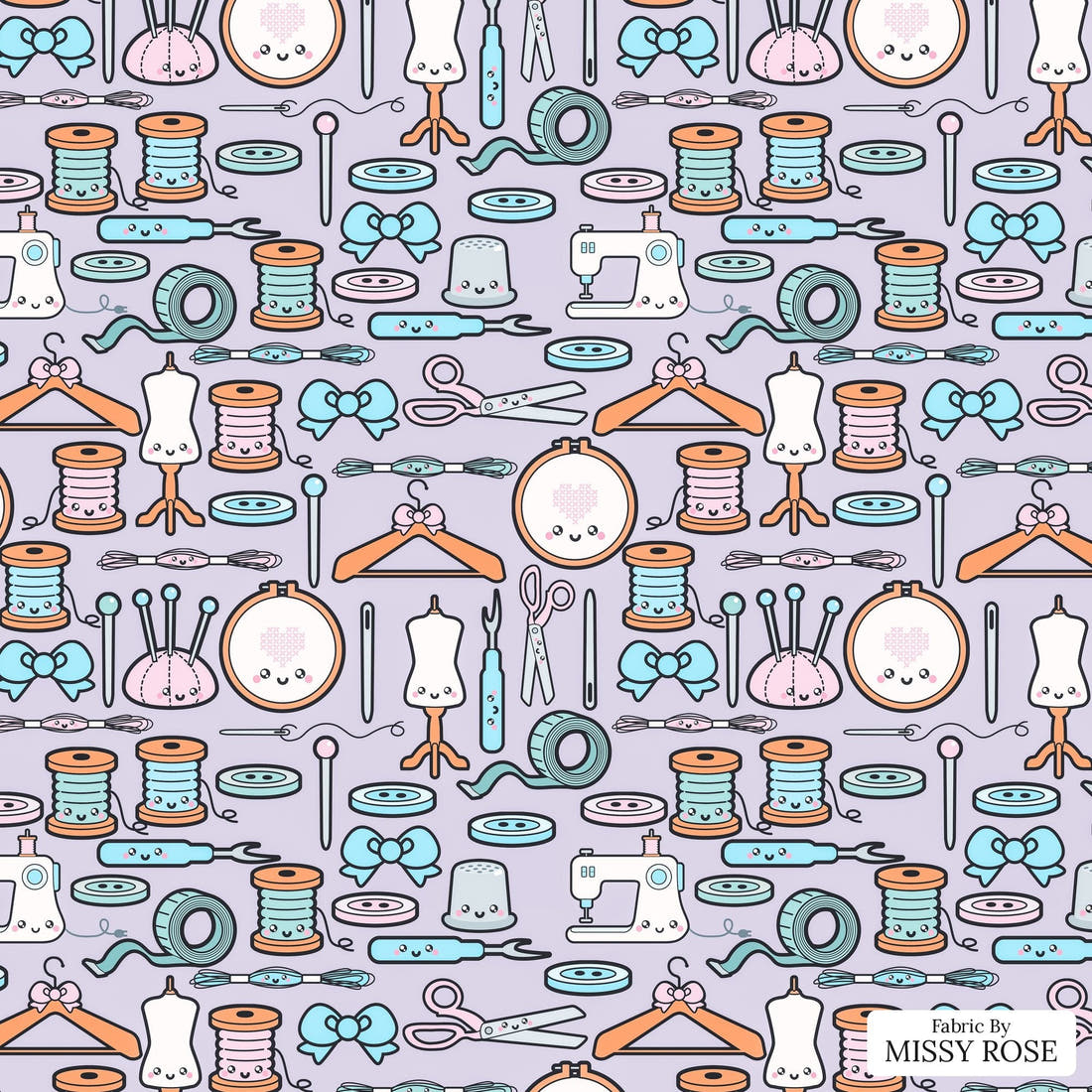 Design 72 Sewing Fabric - flat view of the print, zoom in for detail | Fabric by Missy Rose