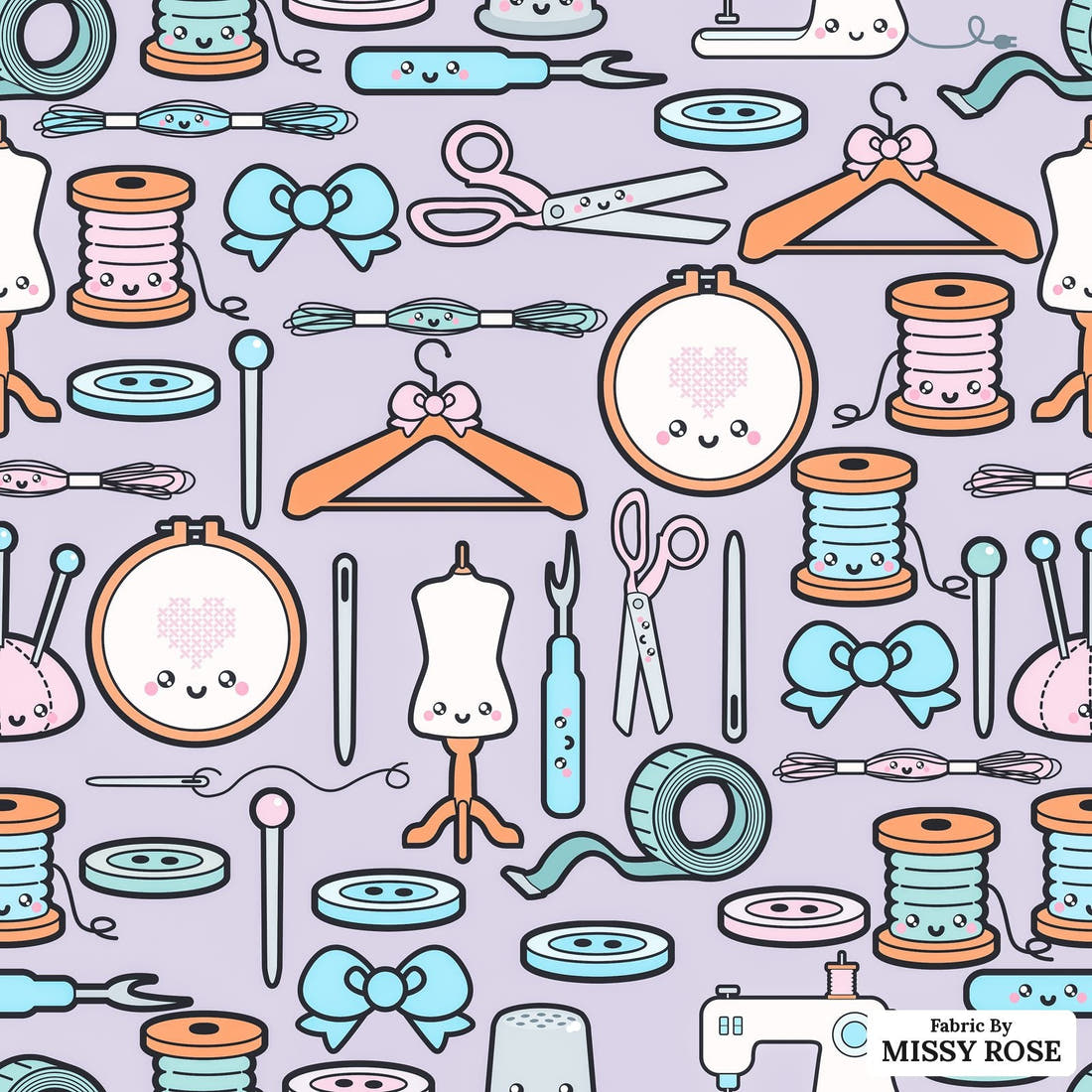 Design 72 Sewing Fabric - flat view of the print, zoom in for detail | Fabric by Missy Rose