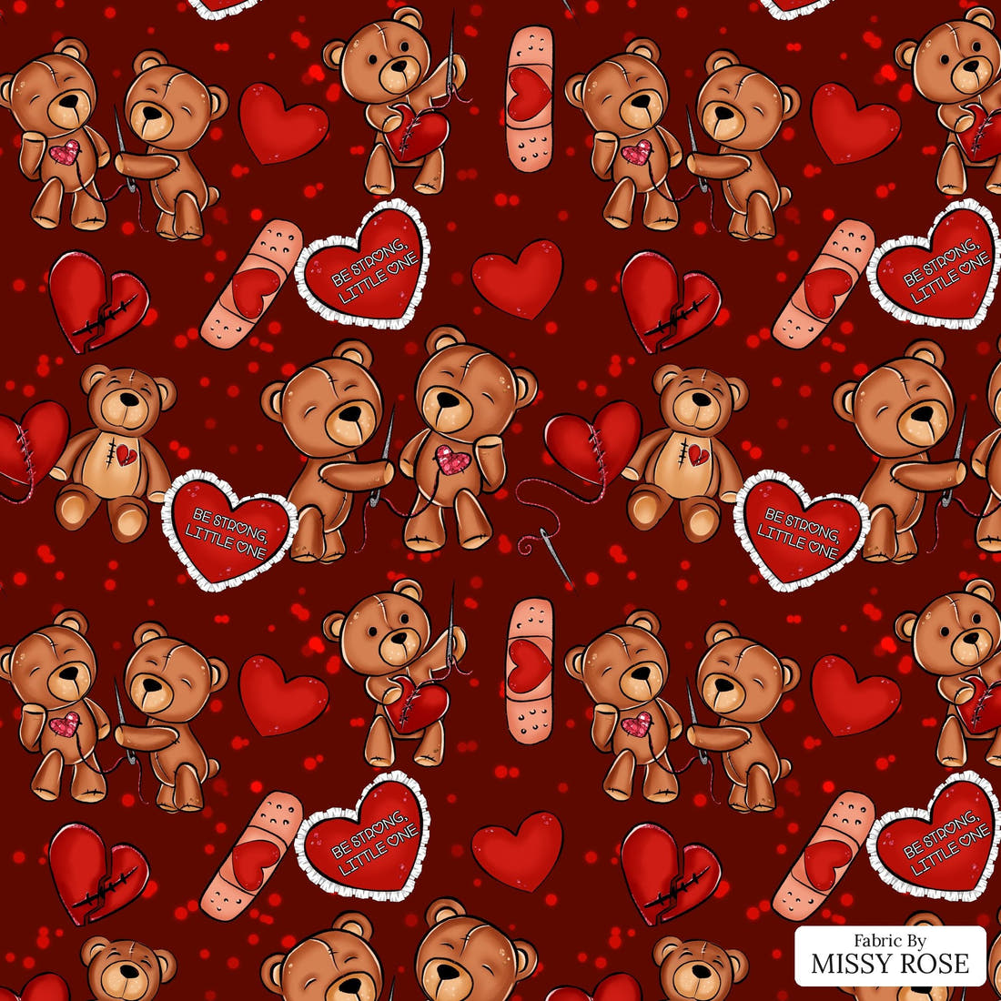Design 73 Heart Warrior Fabric - flat view of the print, zoom in for detail | Fabric by Missy Rose