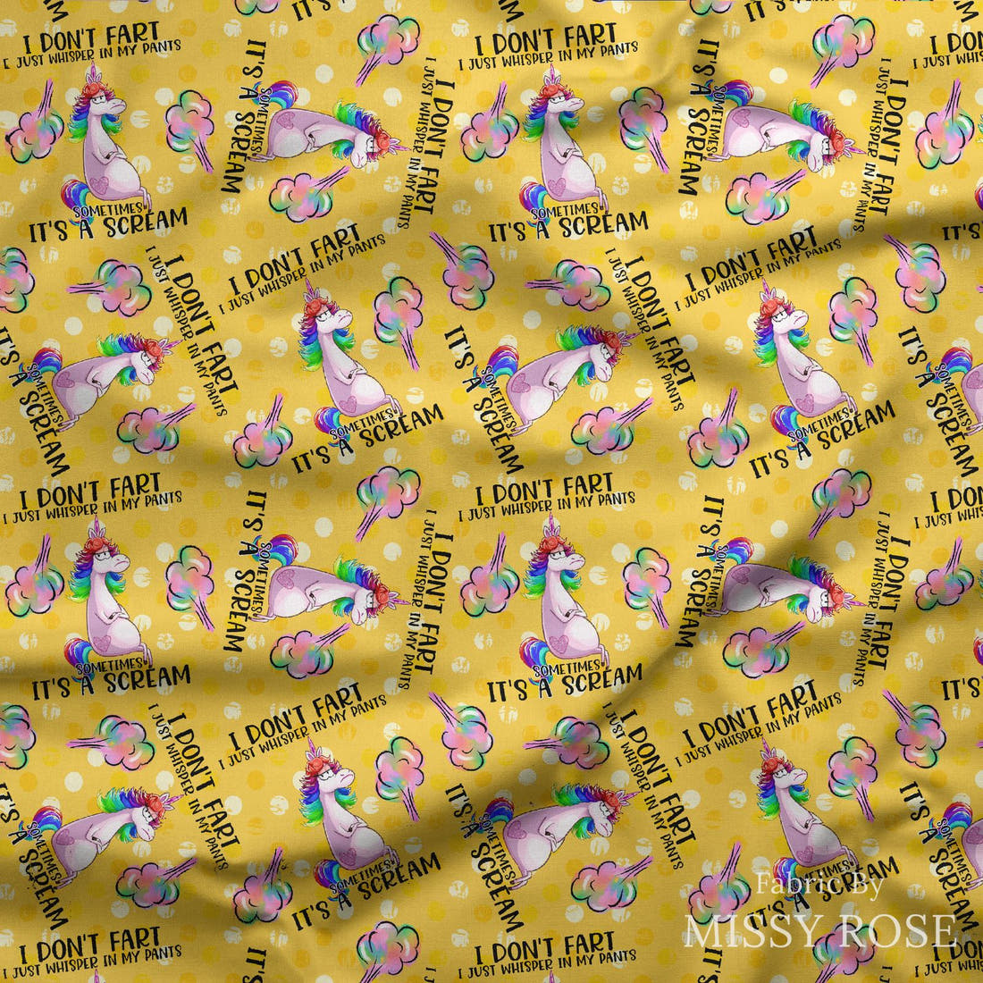 Design 74 Fart Fabric draped fabric mockup – custom printed fabric by the metre | Fabric by Missy Rose