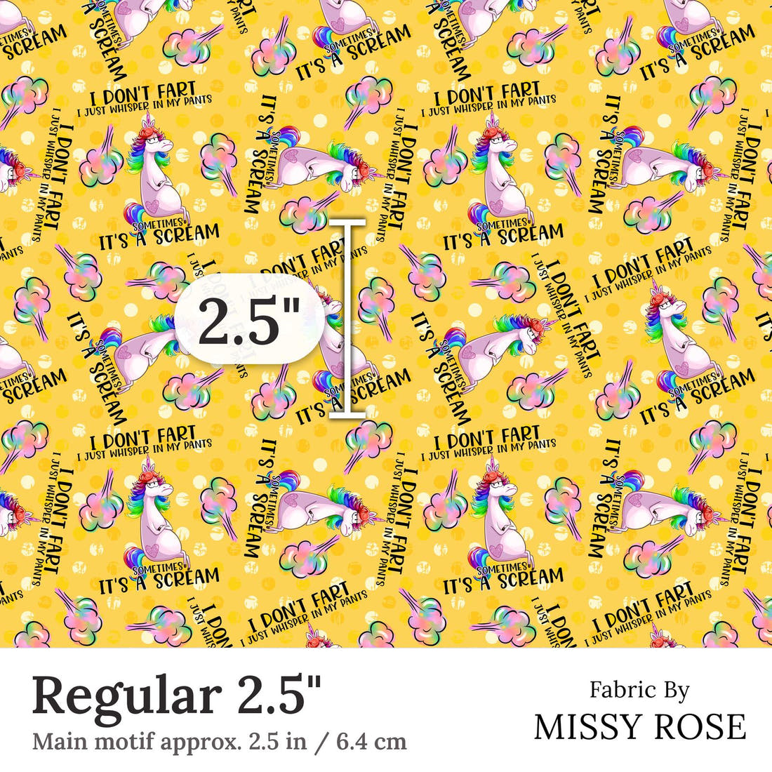 Design 74 Fart Fabric Regular 2.5 inch print scale guide | Fabric by Missy Rose