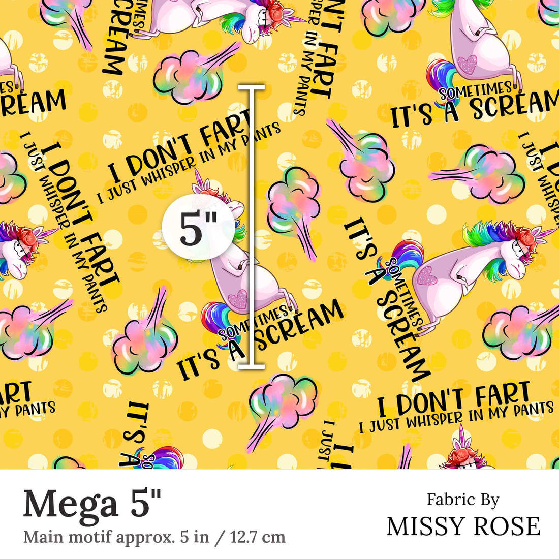 Design 74 Fart Fabric Mega 5 inch print scale guide | Fabric by Missy Rose