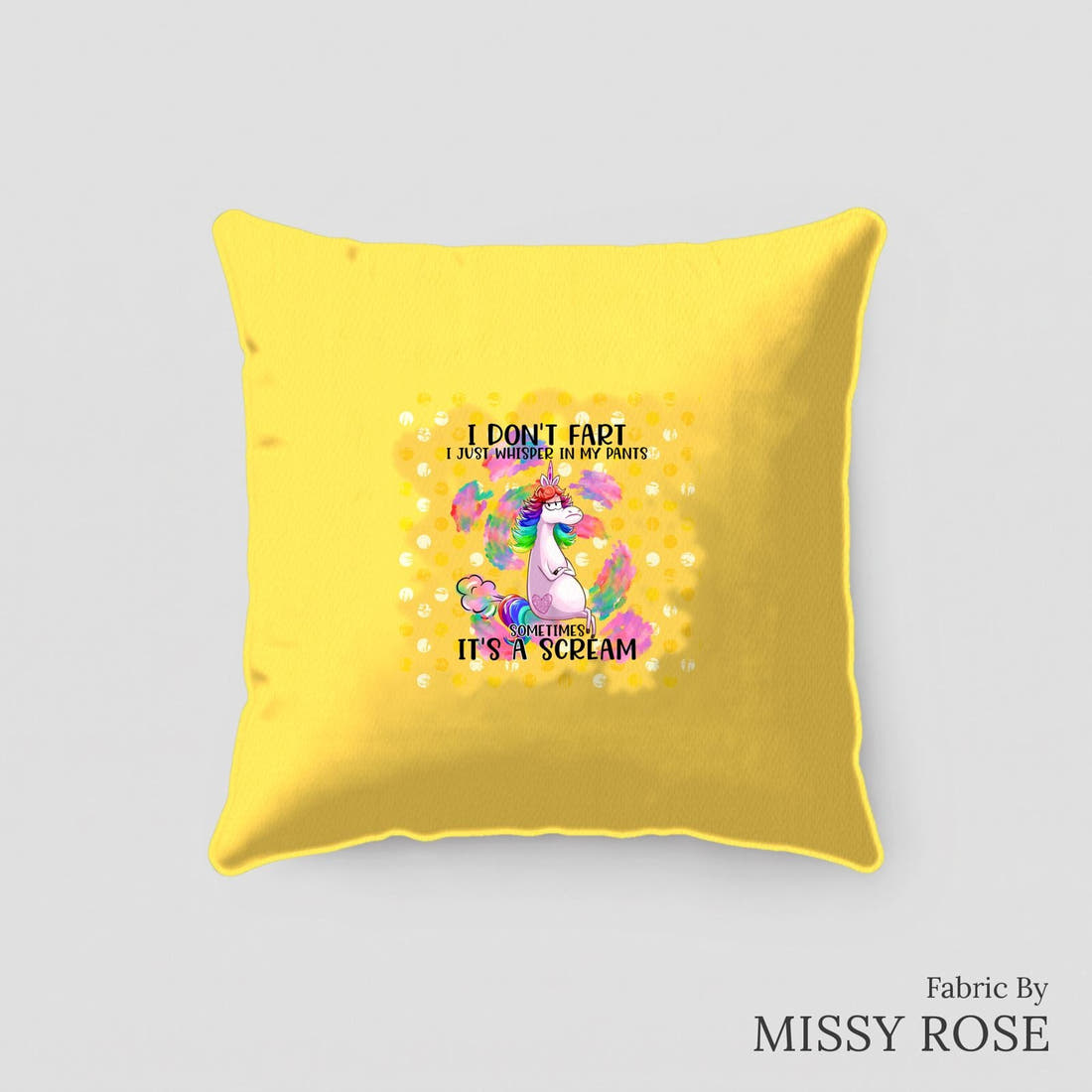 Design 74 Fart Panel sewn into a cushion – see how the panel looks made up | Fabric by Missy Rose
