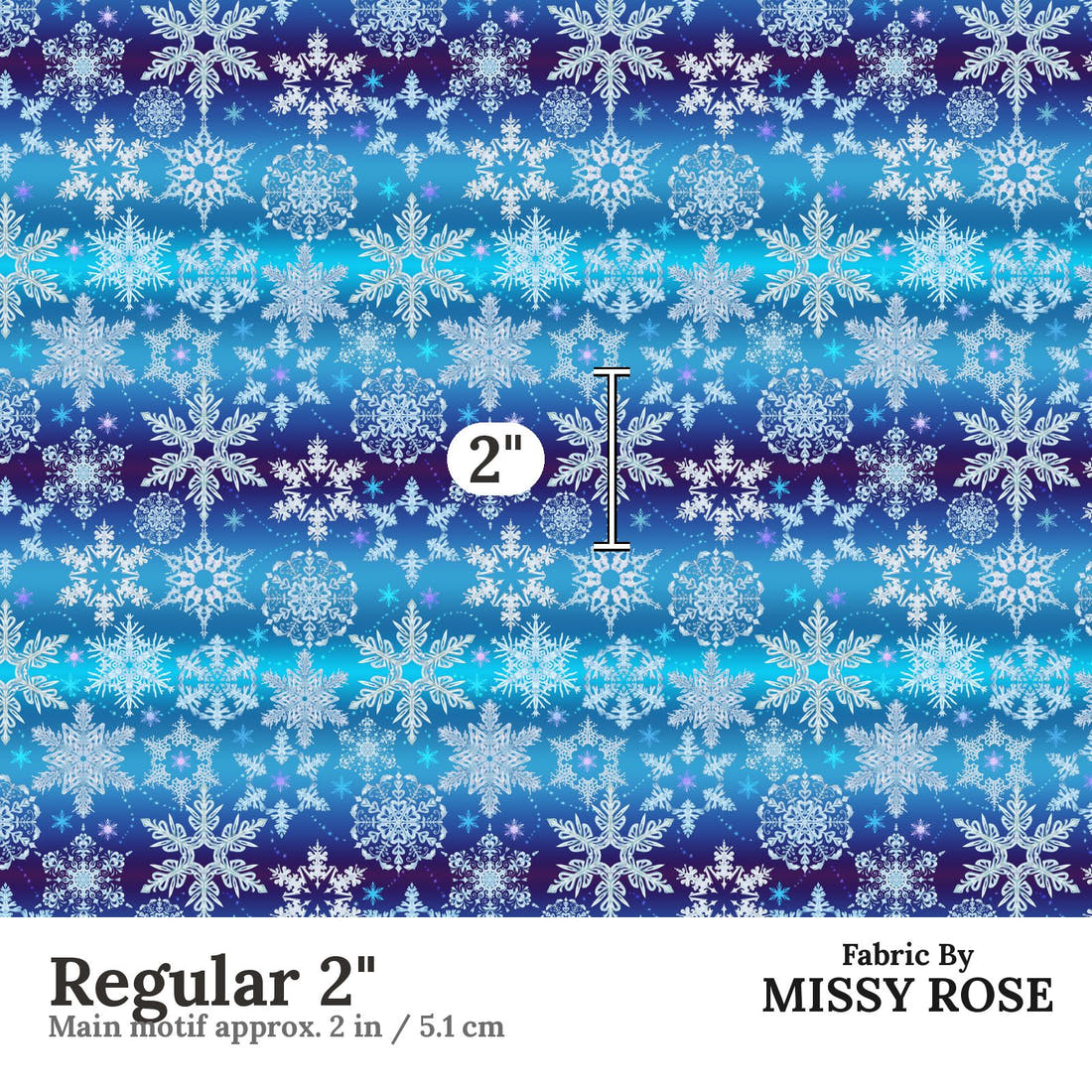 Design 75 Snowflake Fabric Regular 2" - print scale | Fabric by Missy Rose