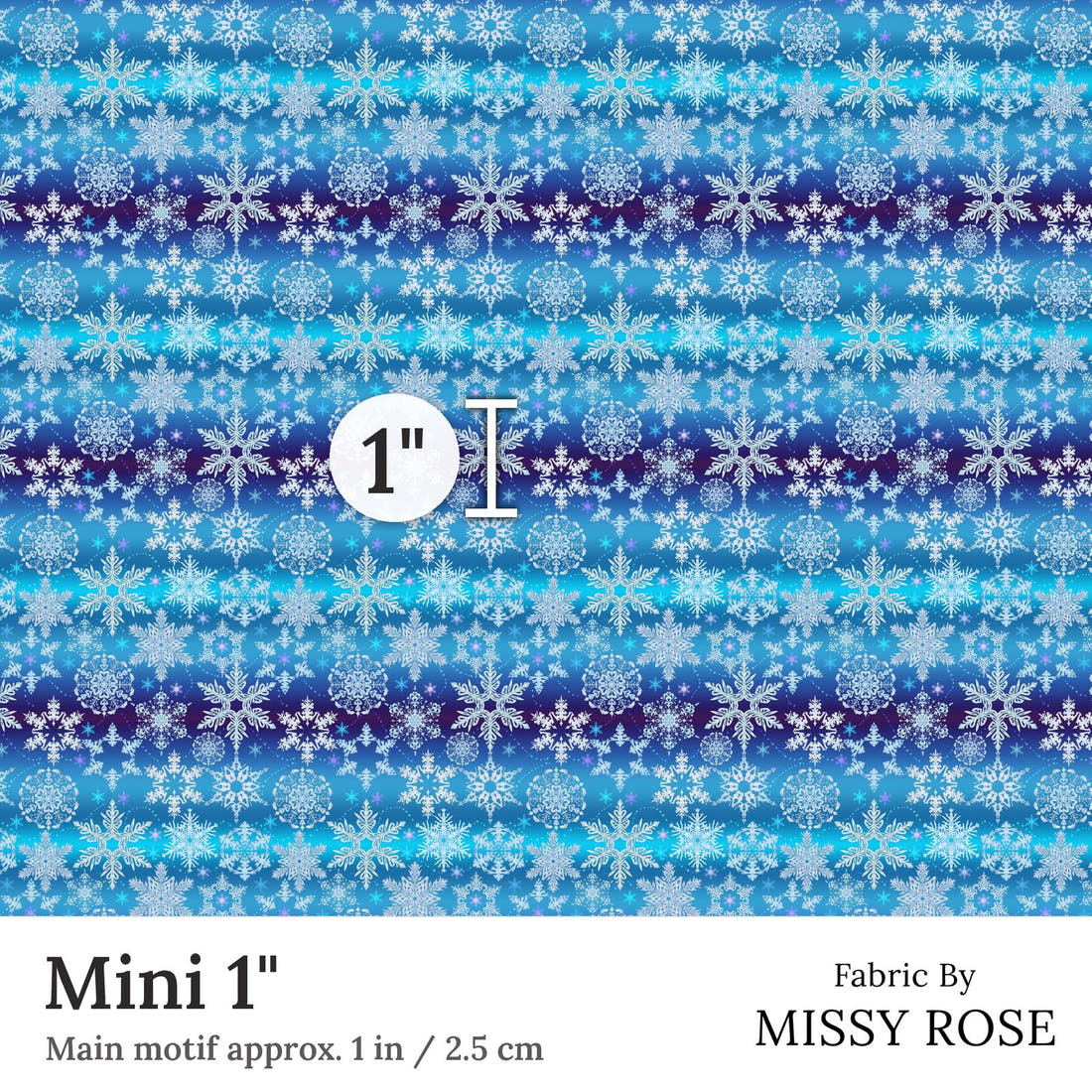 Design 75 Snowflake Fabric Mini 1 inch print scale guide | Fabric by Missy Rose