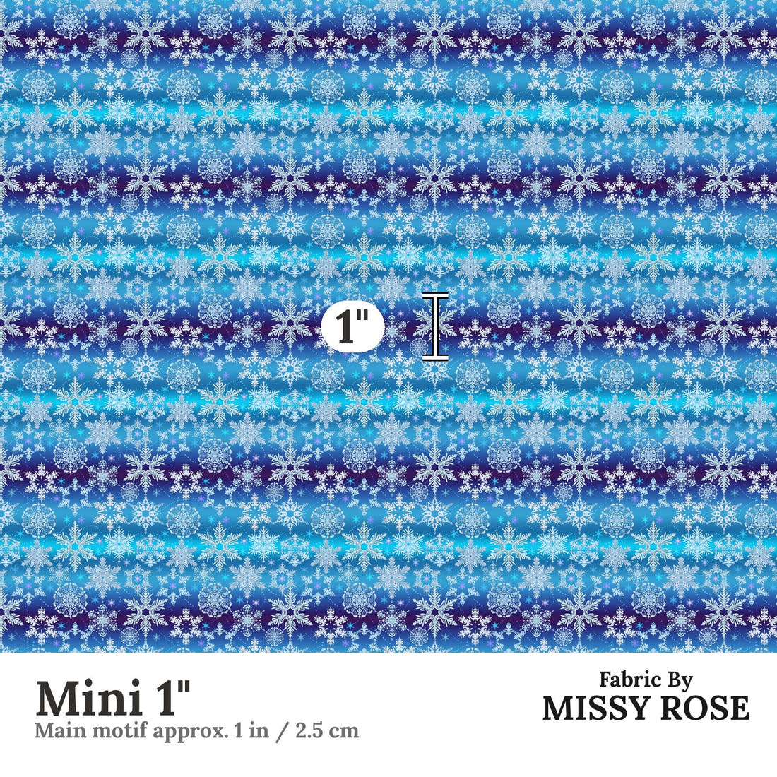 Design 75 Snowflake Fabric Mini 1" - print scale | Fabric by Missy Rose