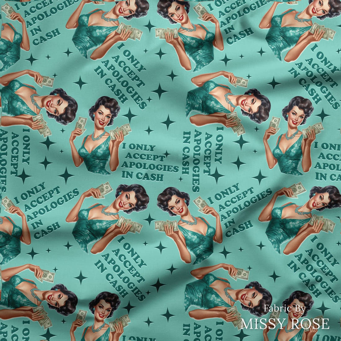 Design 76 Apologies Fabric draped fabric mockup – custom printed fabric by the metre | Fabric by Missy Rose