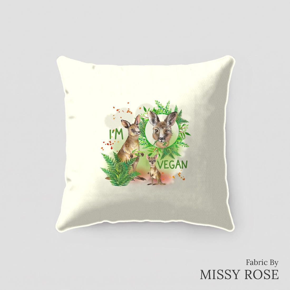 Design 77 Kangaroo Panel sewn into a cushion – see how the panel looks made up | Fabric by Missy Rose