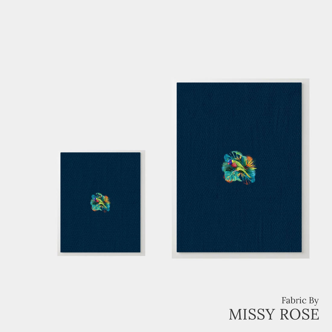 Design 78 Lorikeet Panel – universal and adult panel sizes side by side | Fabric by Missy Rose