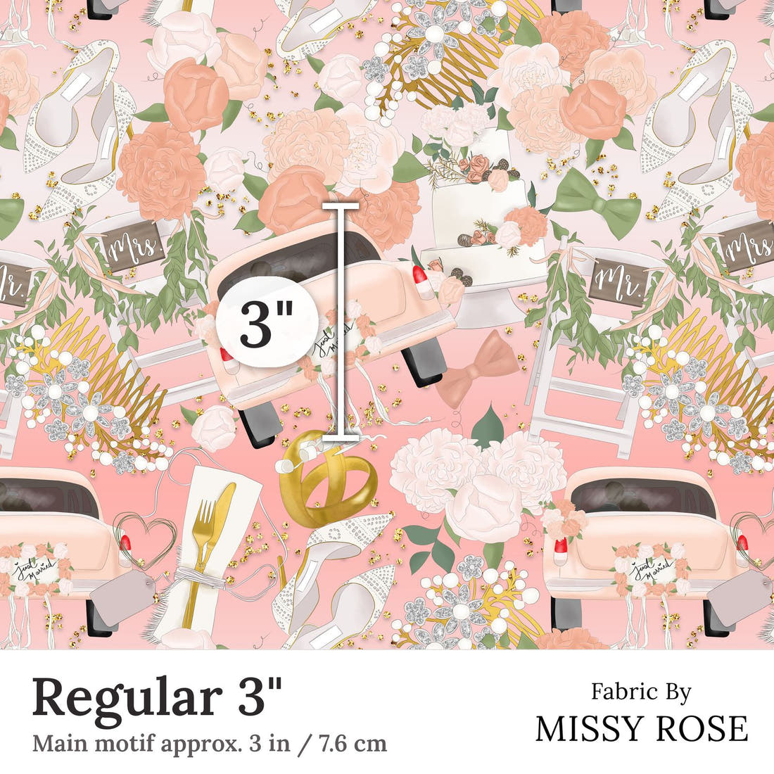 Design 79 Married Fabric Regular 3 inch print scale guide | Fabric by Missy Rose