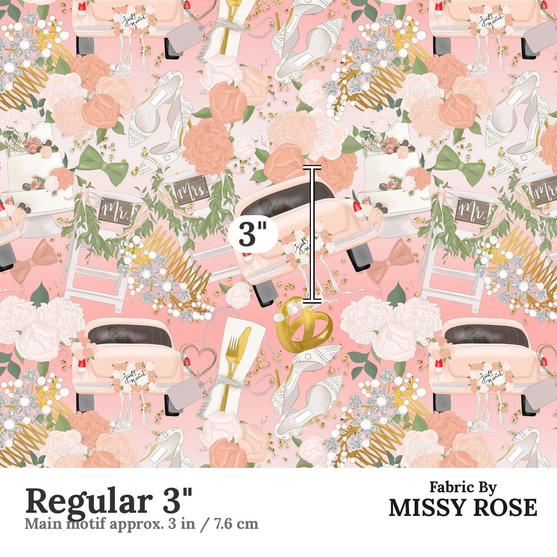 Design 79 Married Fabric Regular 3" - print scale | Fabric by Missy Rose