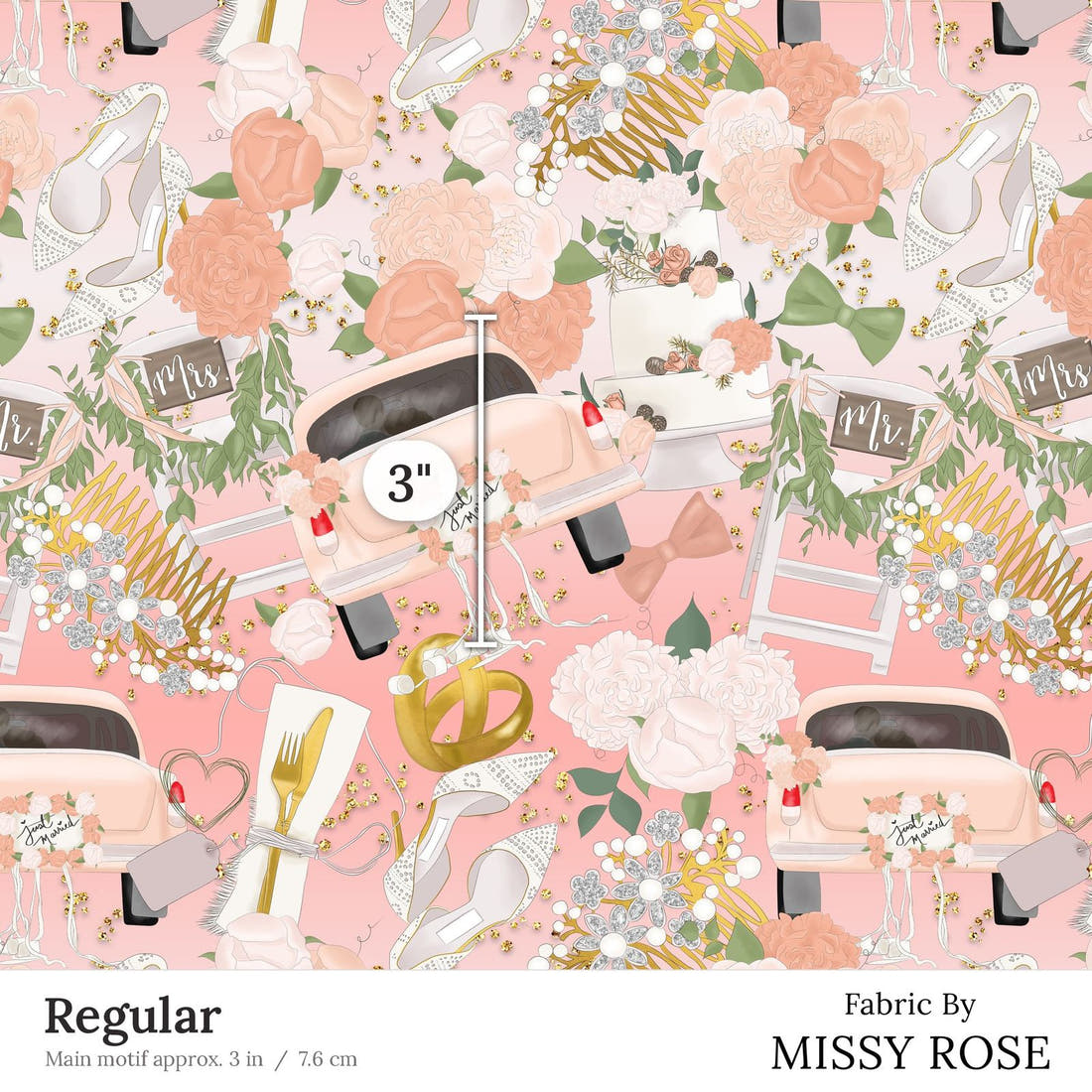 Design 79 Married Fabric Regular 3 inch print scale guide | Fabric by Missy Rose