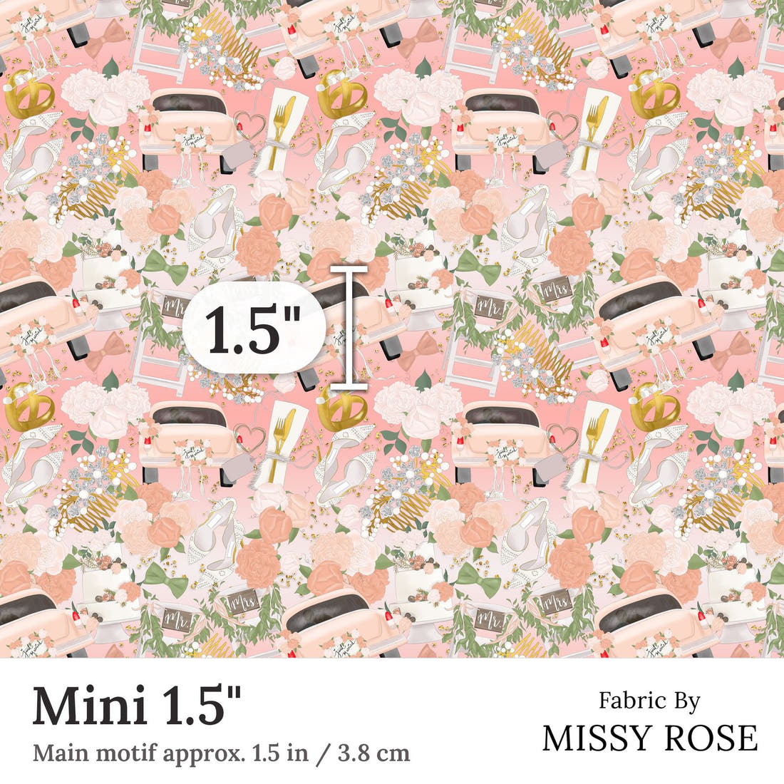 Design 79 Married Fabric Mini 1.5 inch print scale guide | Fabric by Missy Rose