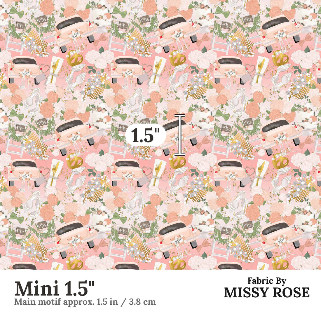 Design 79 Married Fabric Mini 1.5" - print scale | Fabric by Missy Rose