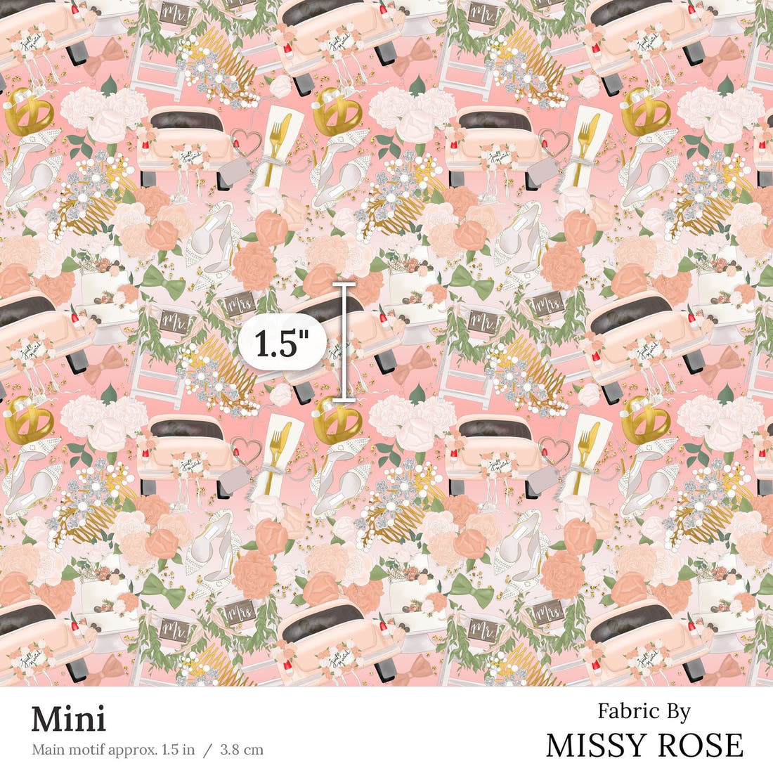 Design 79 Married Fabric Mini 1.5 inch print scale guide | Fabric by Missy Rose