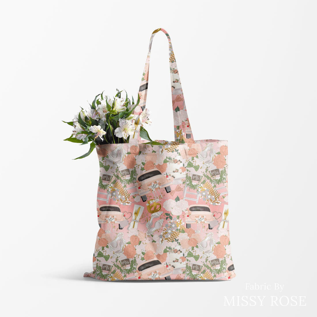Design 79 Married Fabric made up as a tote bag – see how the print looks made up | Fabric by Missy Rose