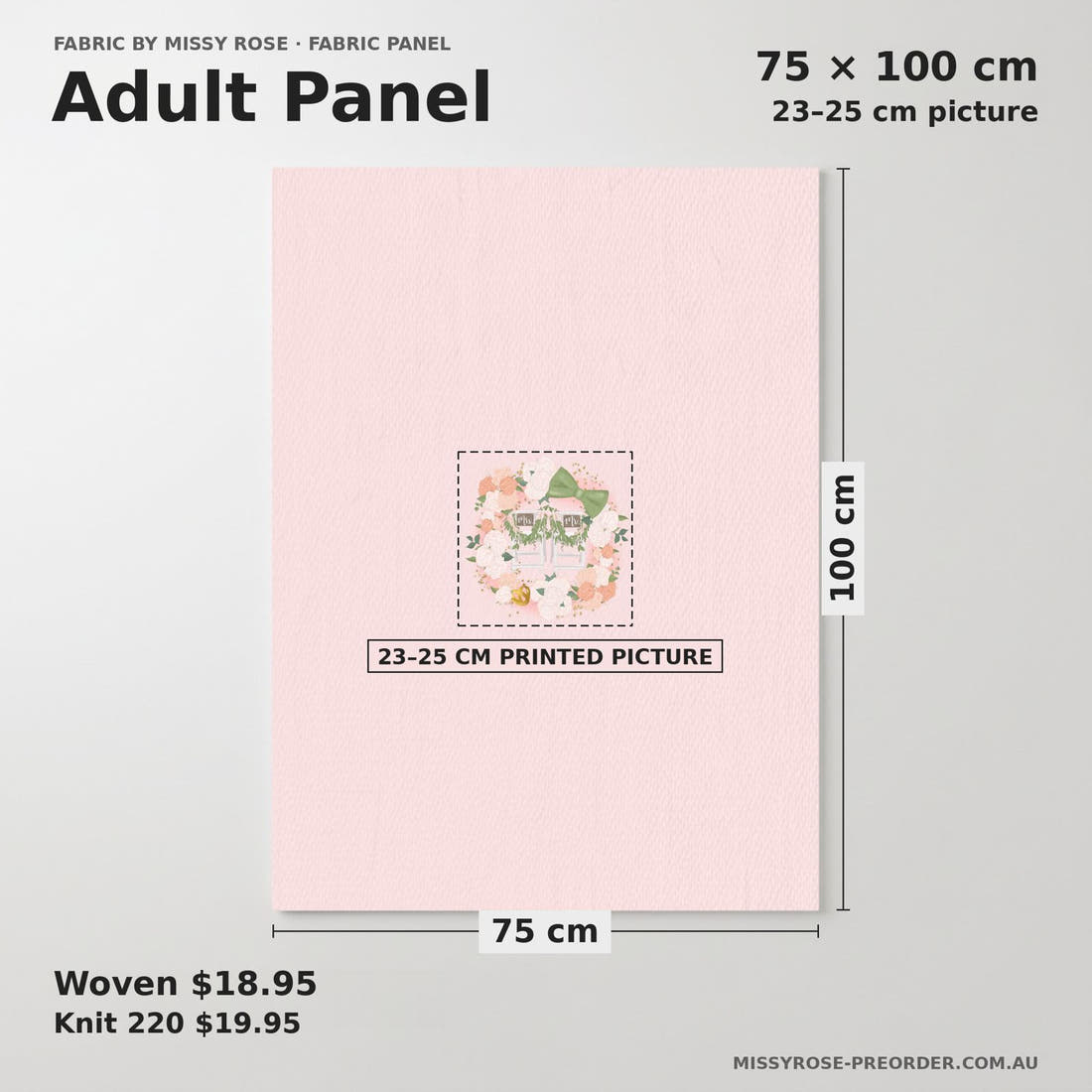 Design 79 Married Panel adult panel sizing – 23–25 cm printed picture on 75 × 100 cm fabric | Fabric by Missy Rose