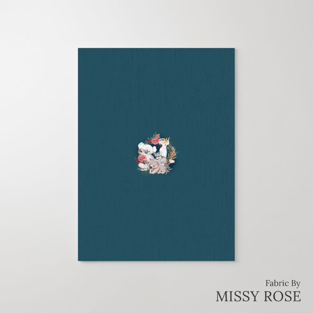 Design 8 Navy Australian Animals Panel – printed fabric panel with centred picture, custom printed to order | Fabric by Missy Rose