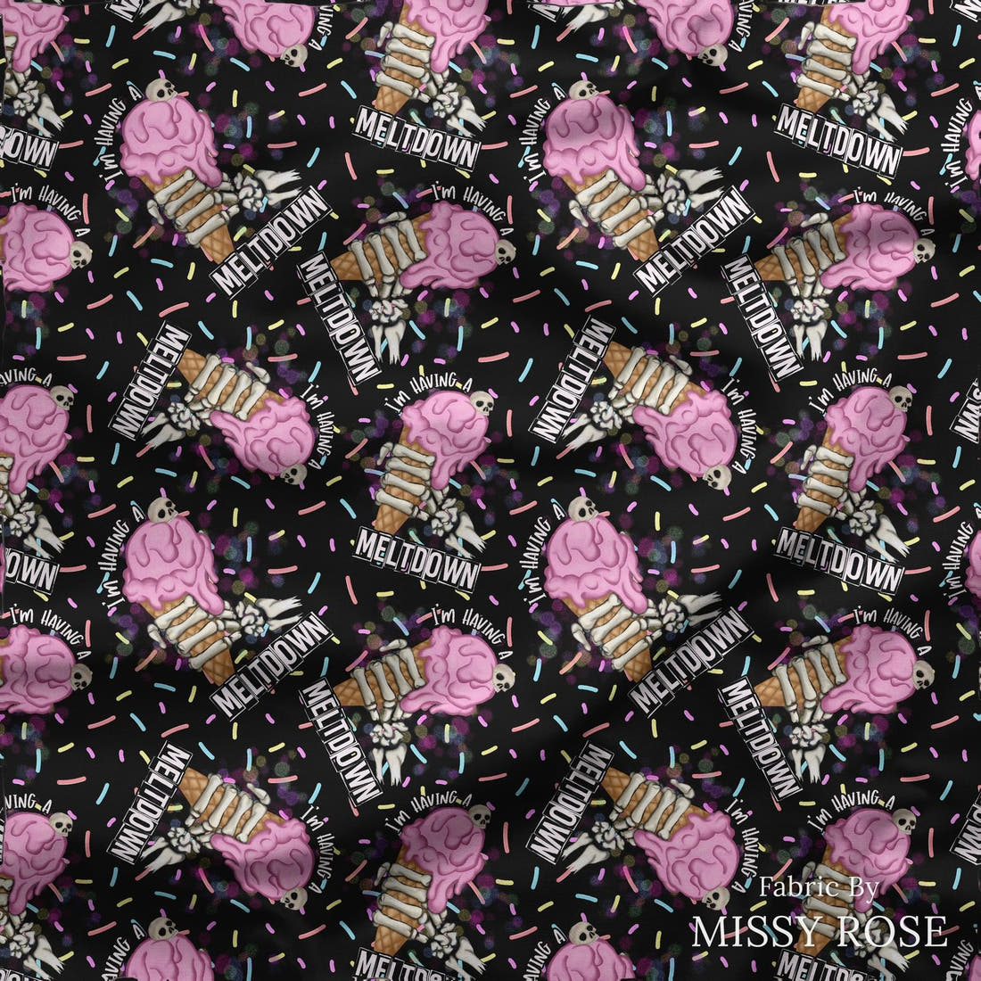 Design 80 Meltdown Fabric draped fabric mockup – custom printed fabric by the metre | Fabric by Missy Rose