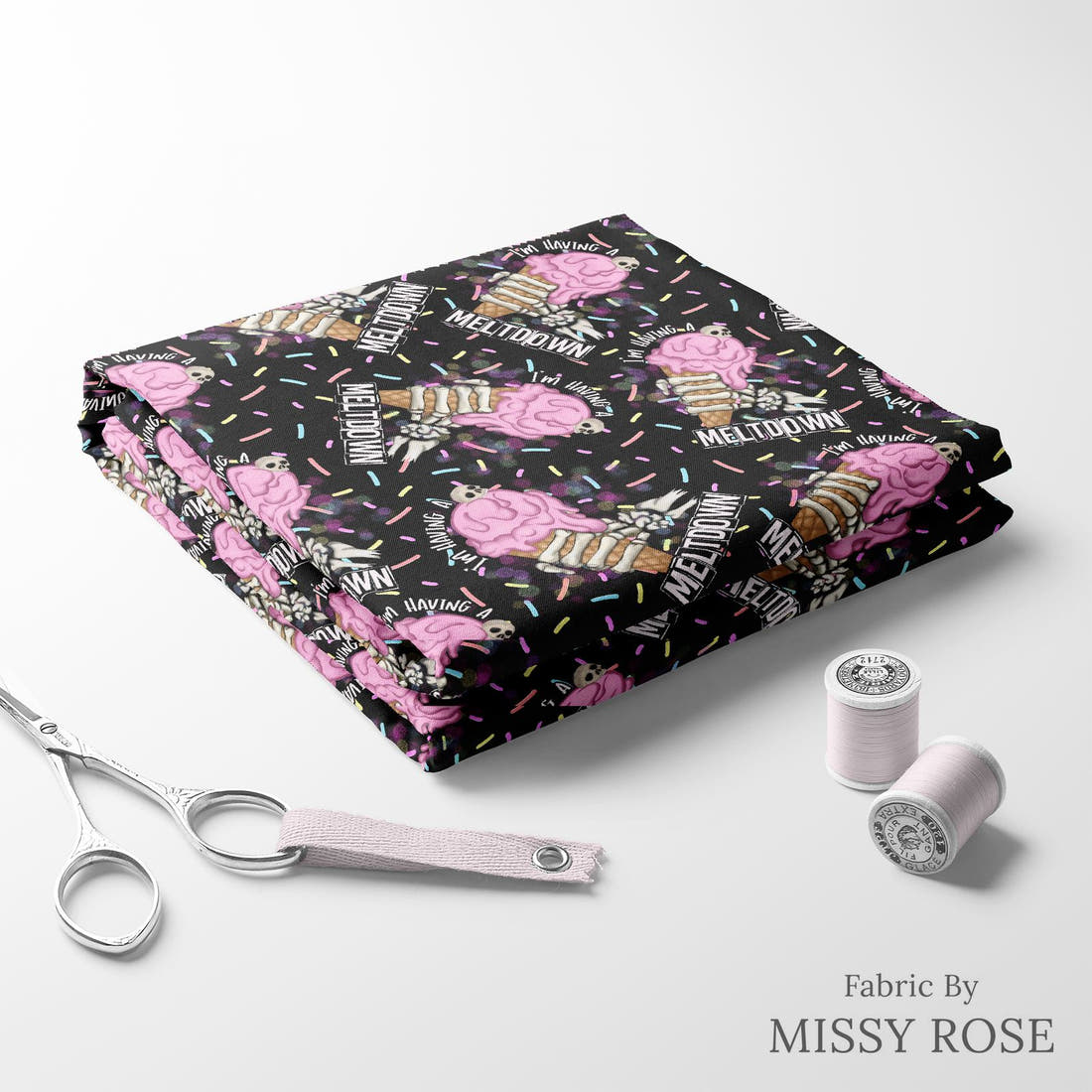 Design 80 Meltdown Fabric folded fabric stack with matching thread – pre-order fabric Australia | Fabric by Missy Rose