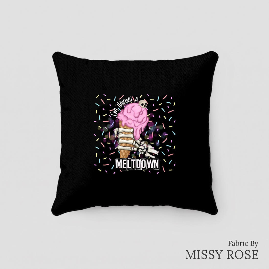 Design 80 Meltdown Panel sewn into a cushion – see how the panel looks made up | Fabric by Missy Rose