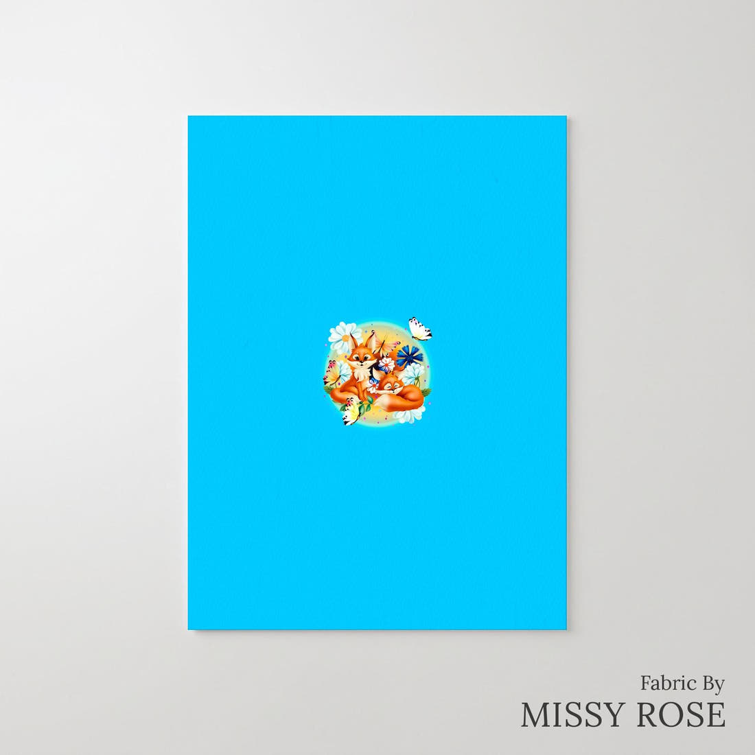 Design 801 Spring Fox Pattern Panel – printed fabric panel with centred picture, custom printed to order | Fabric by Missy Rose