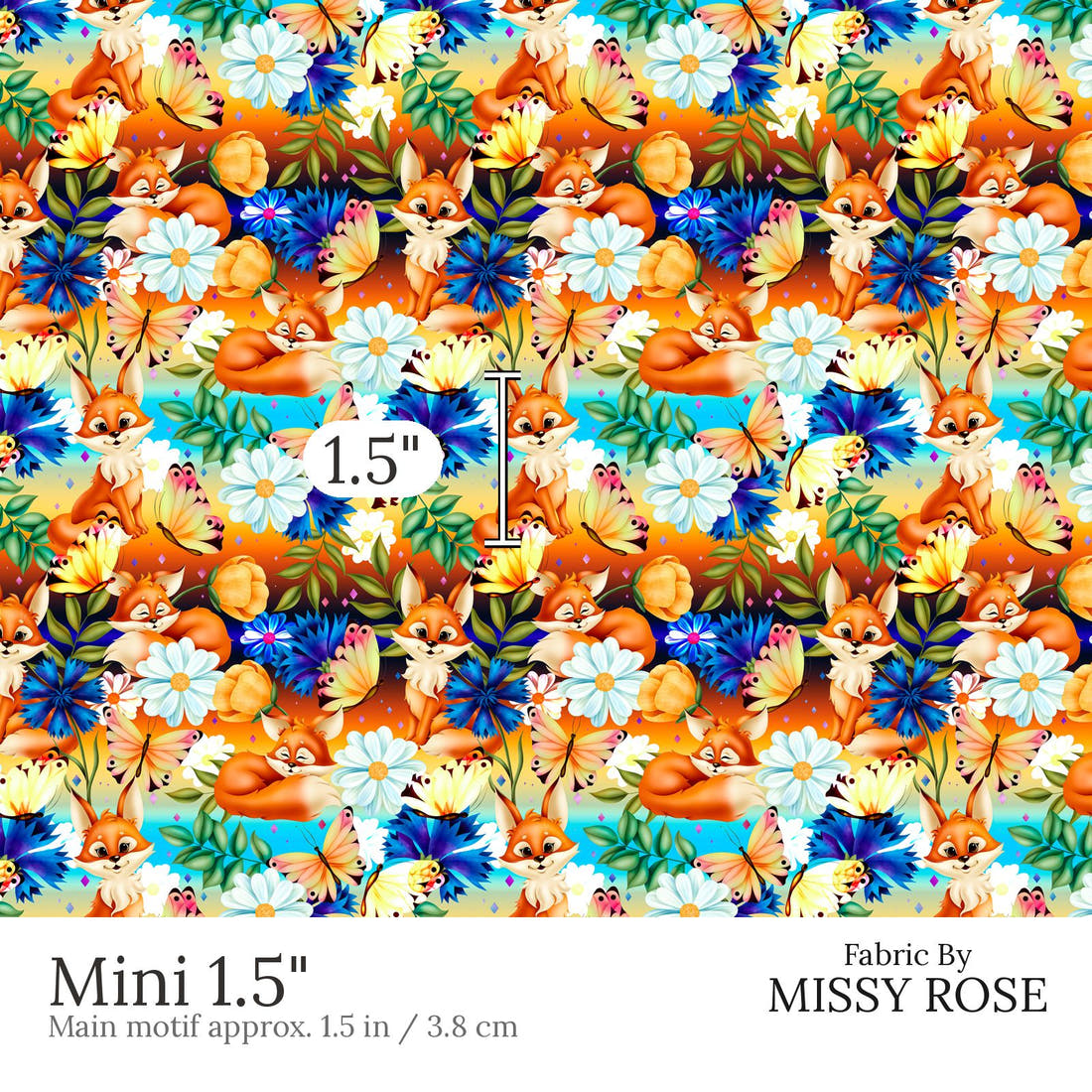 Design 801 Spring Fox Pattern Mini 1.5 inch print scale guide | Fabric by Missy Rose