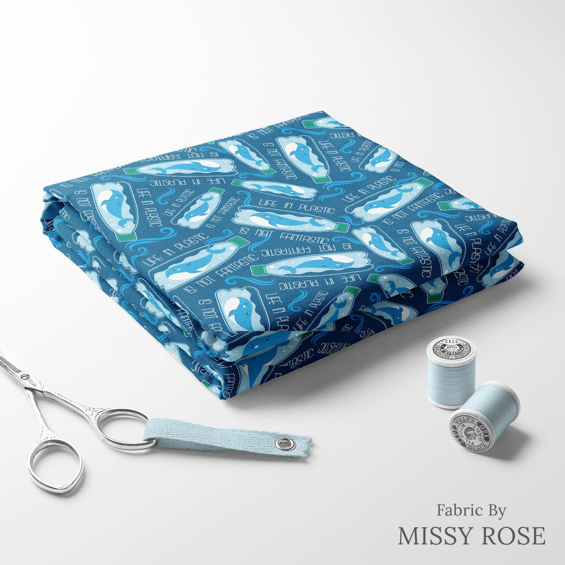 Design 802 Plastic Fabric folded fabric stack with matching thread – pre-order fabric Australia | Fabric by Missy Rose