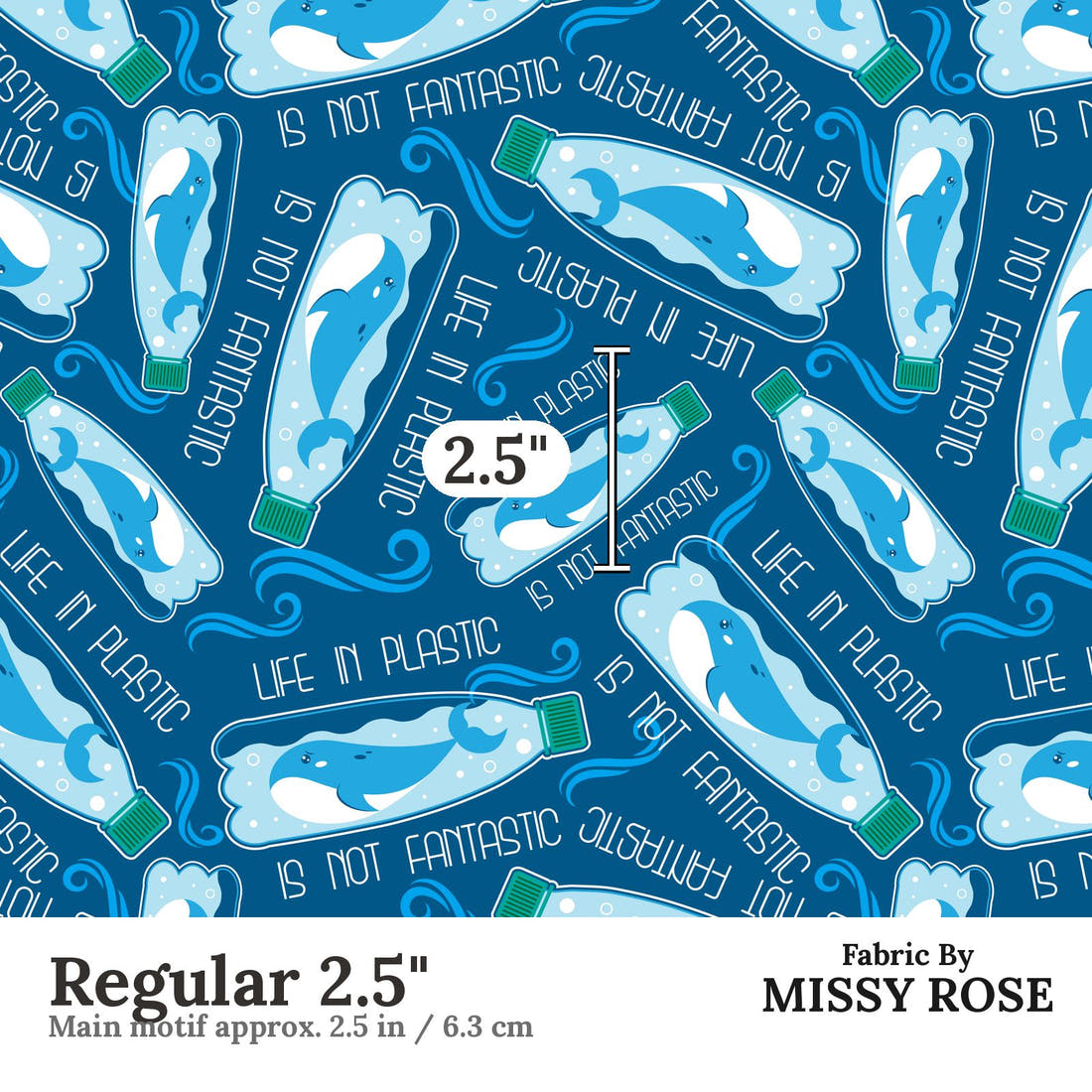 Design 802 Plastic Fabric Regular 2.5" - print scale | Fabric by Missy Rose