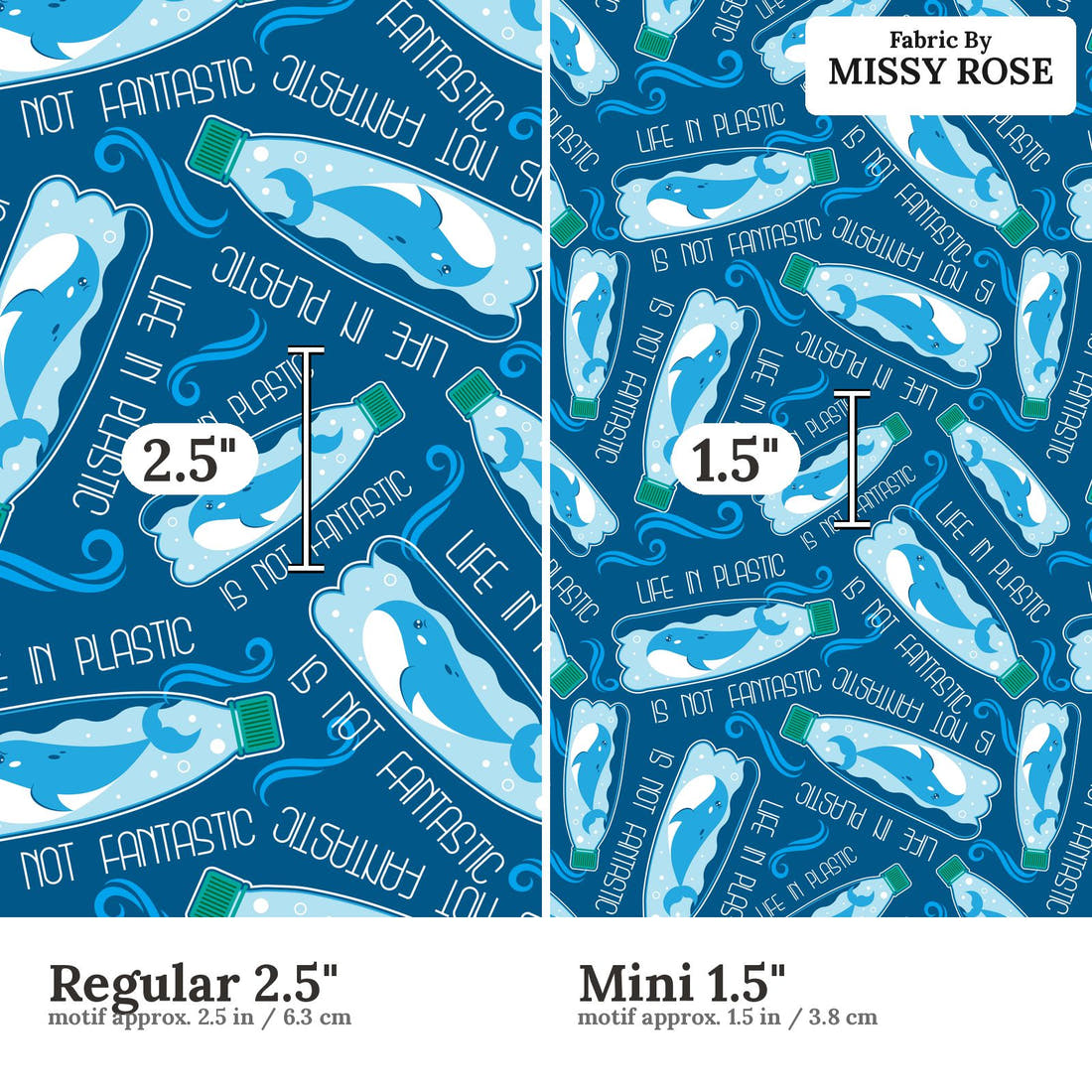 Design 802 Plastic Fabric size comparison - print scale | Fabric by Missy Rose