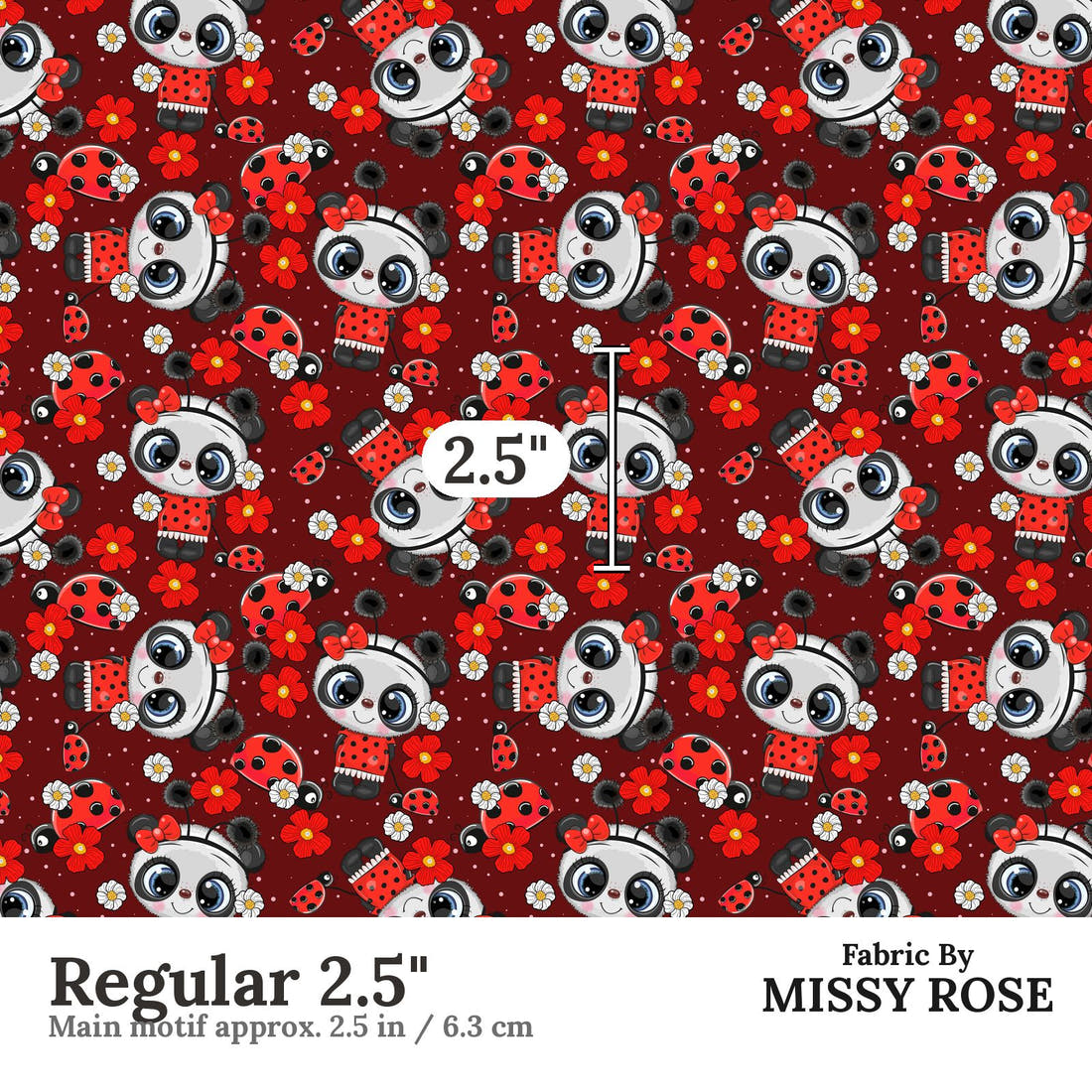 Design 803 Panda Bug Fabric Regular 2.5" - print scale | Fabric by Missy Rose