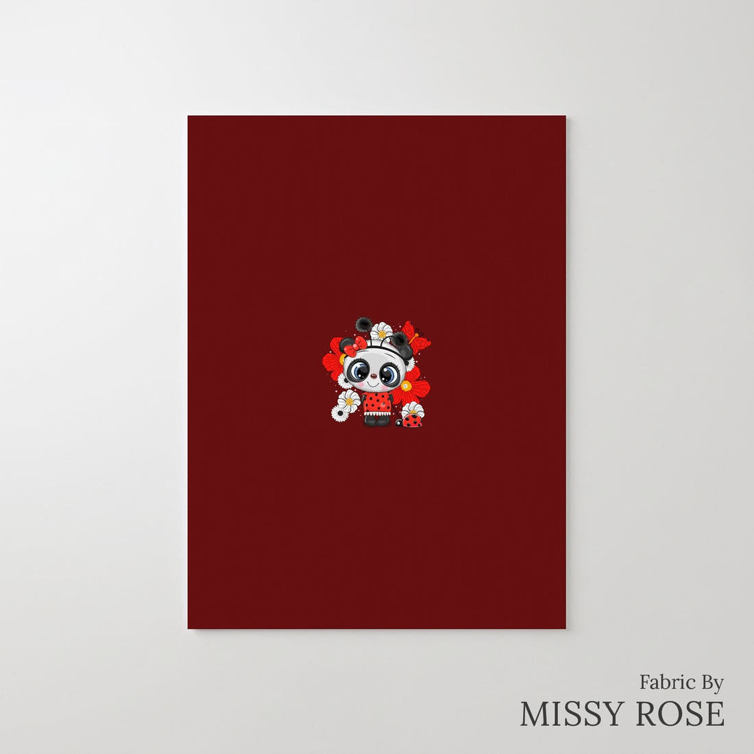 Design 803 Panda Bug Panel – printed fabric panel with centred picture, custom printed to order | Fabric by Missy Rose