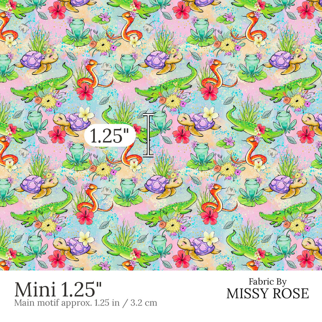 Design 804 Reptile Fabric Mini 1.25 inch print scale guide | Fabric by Missy Rose