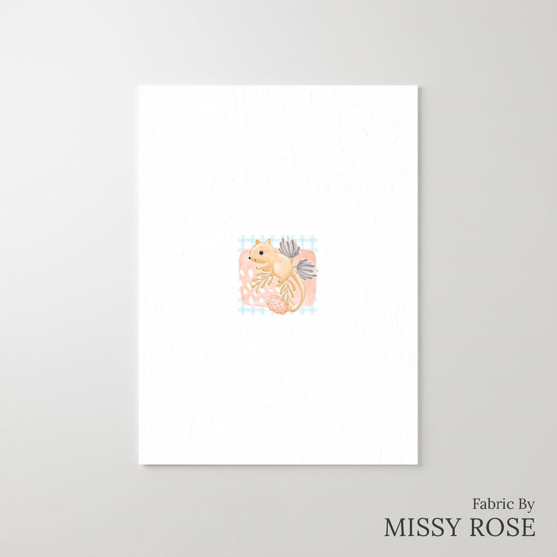 Design 806 Plaid Possum Panel – printed fabric panel with centred picture, custom printed to order | Fabric by Missy Rose
