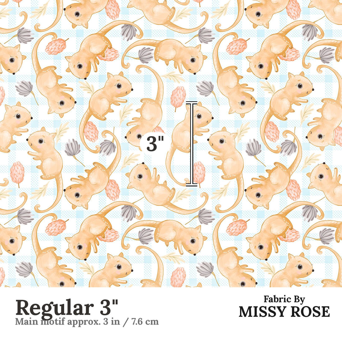 Design 806 Plaid Possum Fabric Regular 3" - print scale | Fabric by Missy Rose
