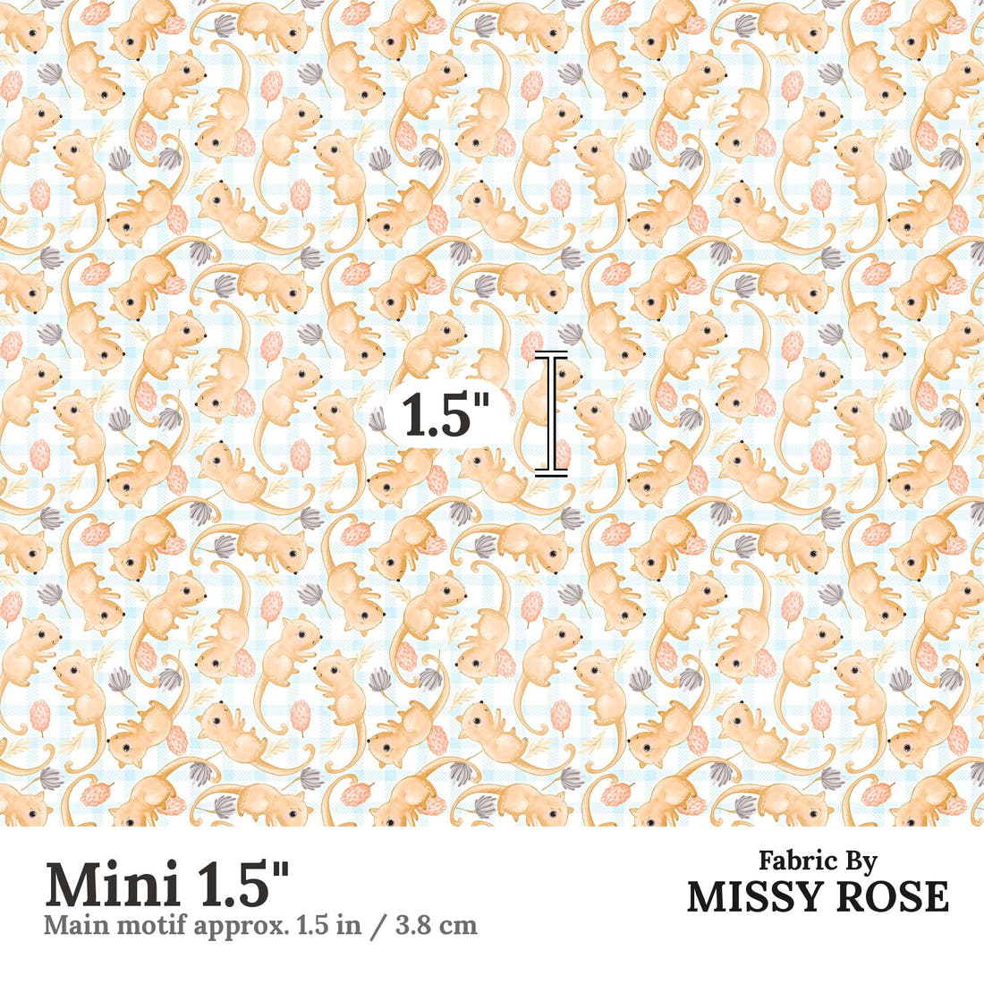Design 806 Plaid Possum Fabric Mini 1.5" - print scale | Fabric by Missy Rose