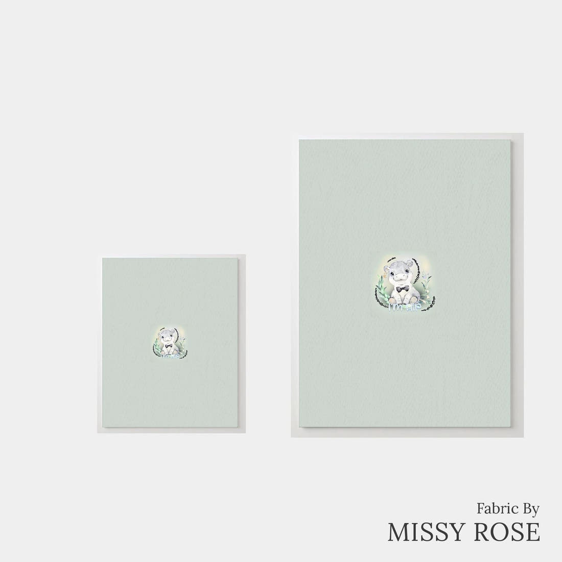 Design 807 Grey Hippo Panel – universal and adult panel sizes side by side | Fabric by Missy Rose