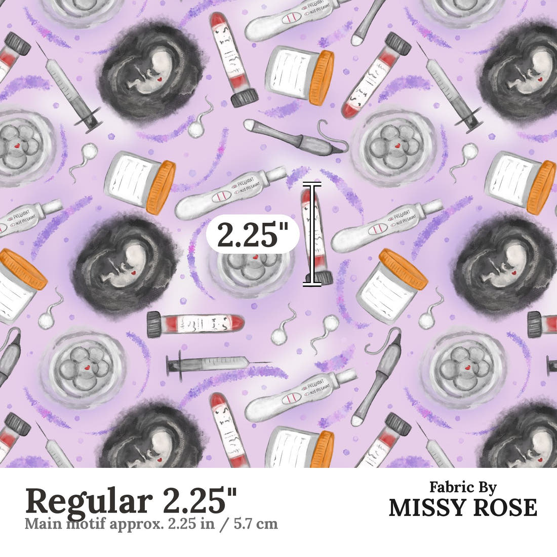 Design 808 Purple IVF Pattern Regular 2.25" - print scale | Fabric by Missy Rose