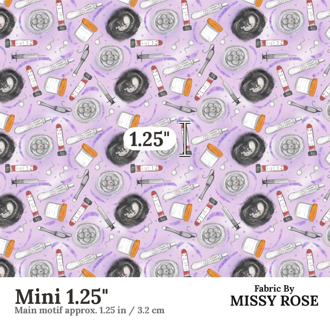 Design 808 Purple IVF Pattern Mini 1.25" - print scale | Fabric by Missy Rose
