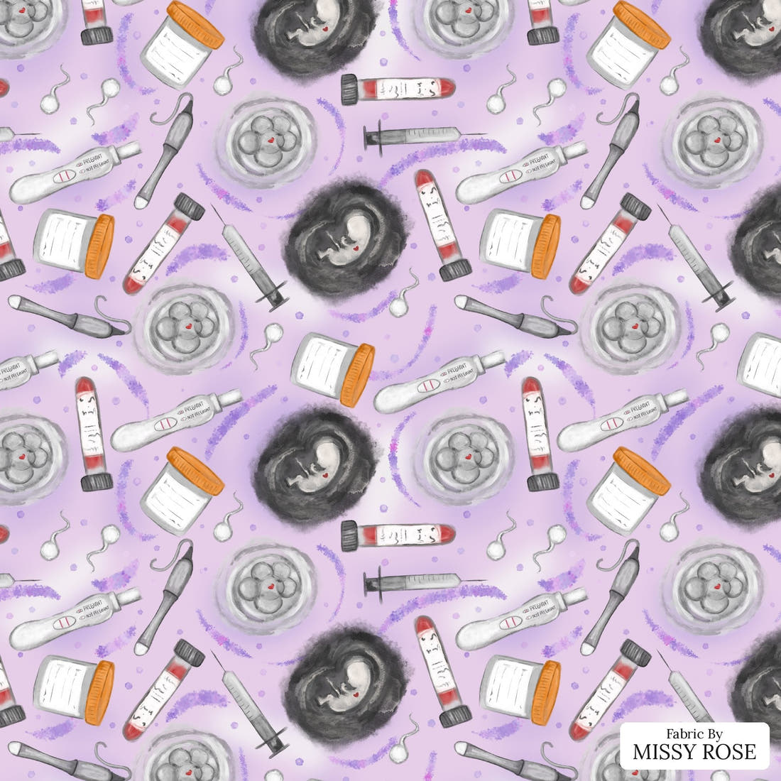 Design 808 Purple IVF Pattern - flat view of the print, zoom in for detail | Fabric by Missy Rose