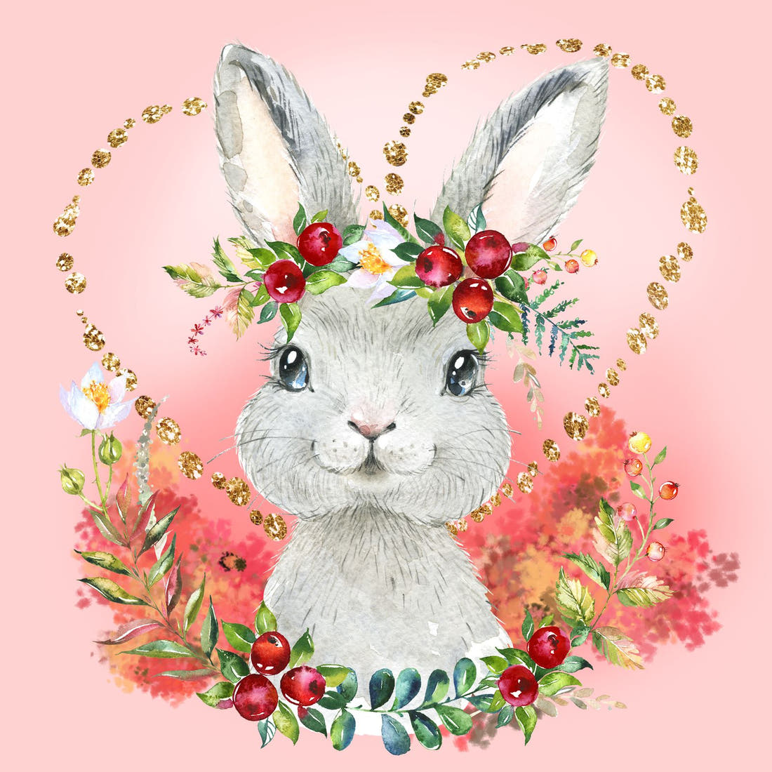 Design 809 Red Bunny Panel – full artwork close-up of the printed picture | Fabric by Missy Rose