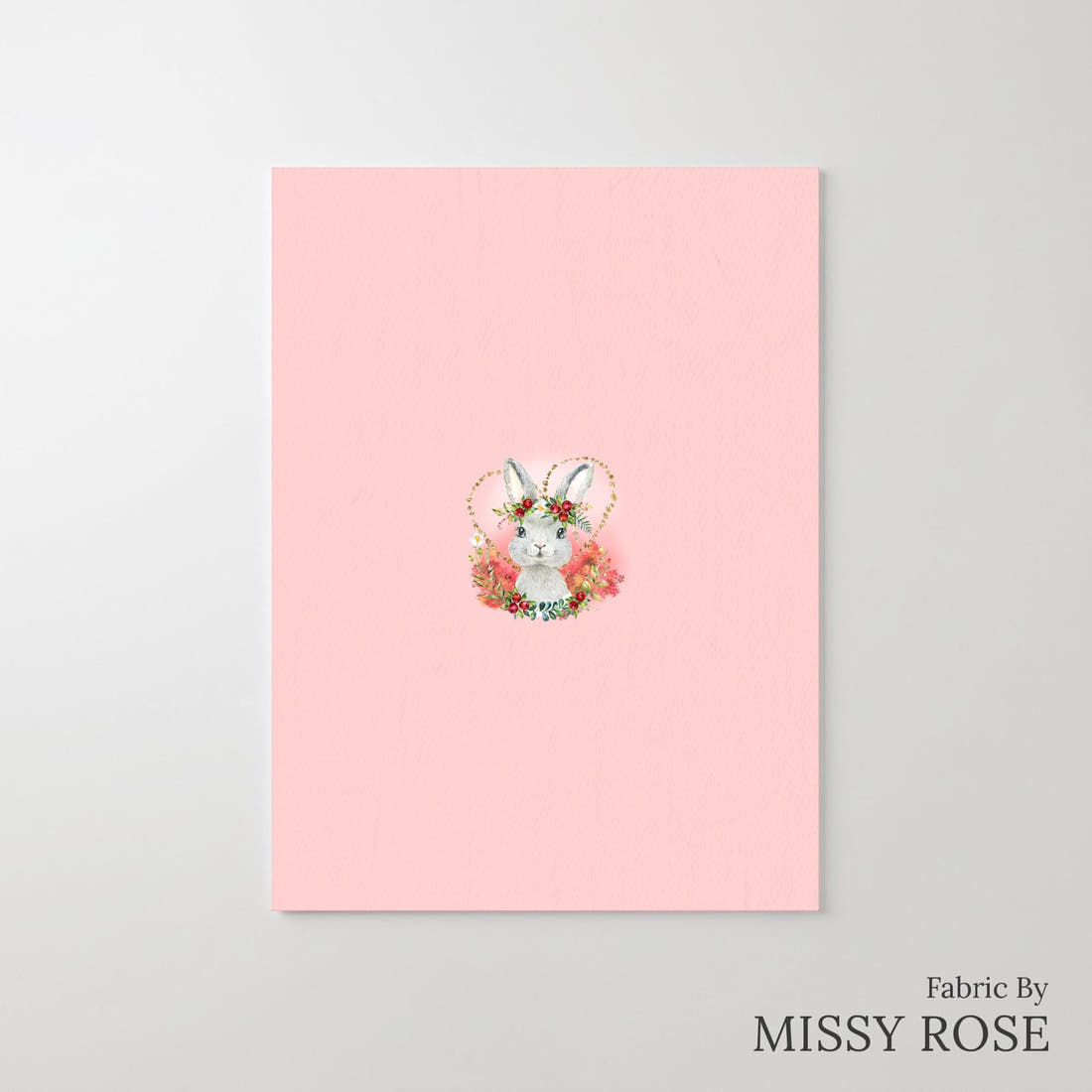 Design 809 Red Bunny Panel – printed fabric panel with centred picture, custom printed to order | Fabric by Missy Rose