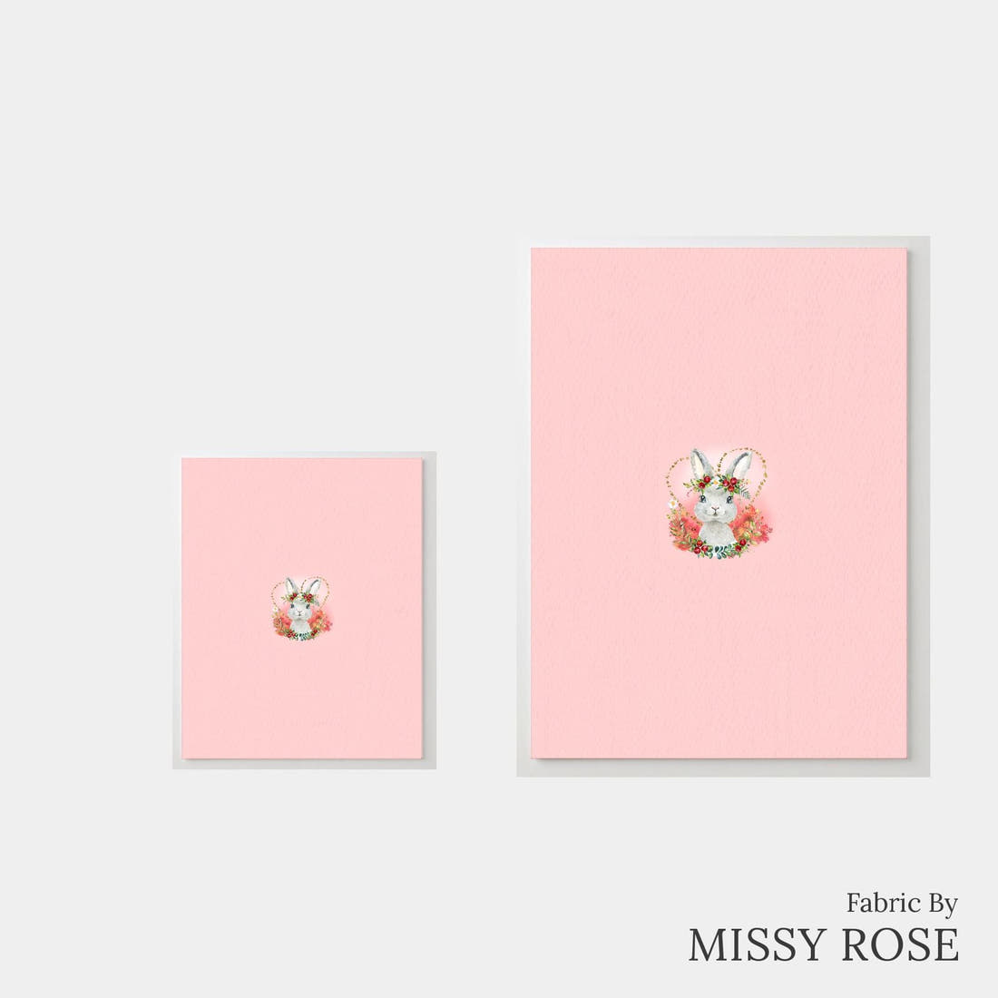 Design 809 Red Bunny Panel – universal and adult panel sizes side by side | Fabric by Missy Rose
